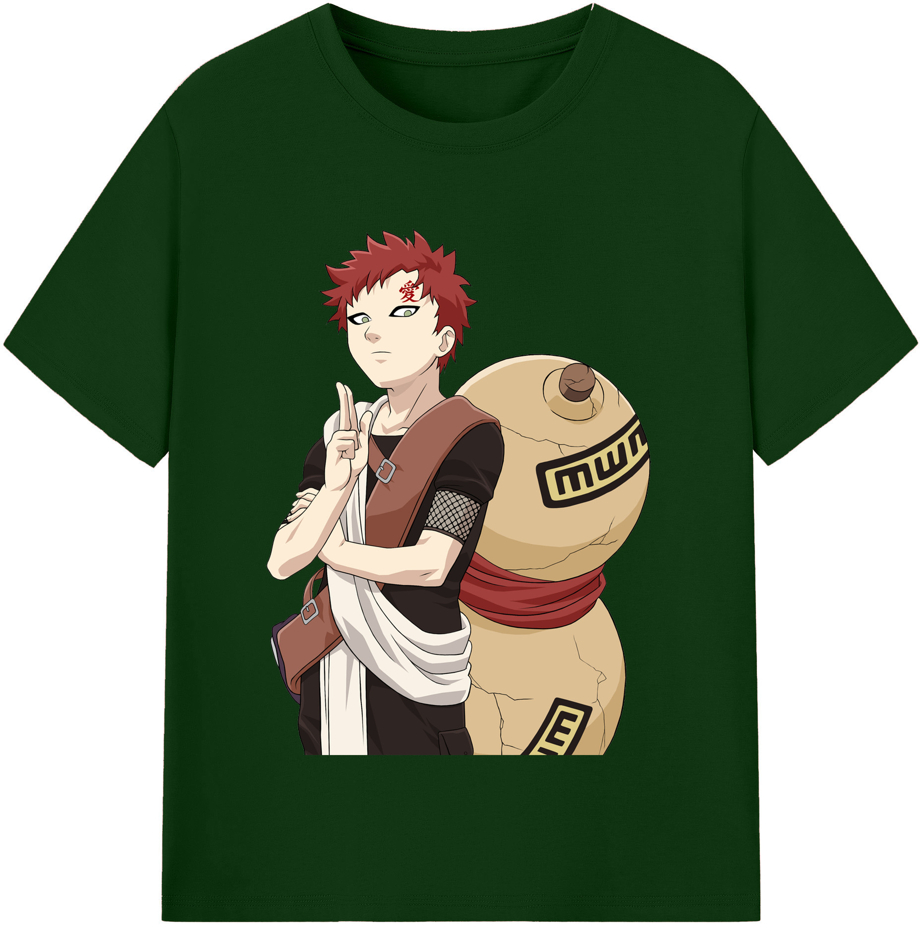 （画像用） NARUTO -ナルト- ガアラ Gaara 綿100％半袖Tシャツ（フロントプリント）